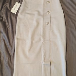 Babaton Buttoned-Up Skirt 00 in Matte Pearl